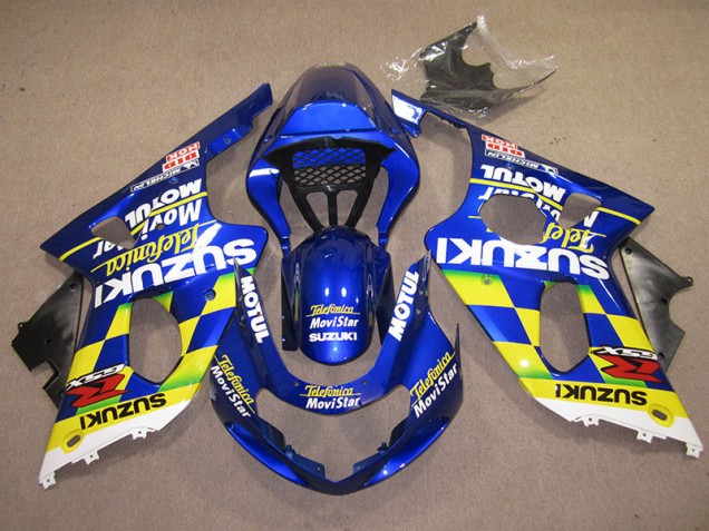 Blau Gelb Telefonica Movistar 2000-2002 GSXR 1000 Motorrad Verkleidung Blau Gelb Telefonica Movistar 2000-2002 GSXR 1000 Motorrad Verkleidung