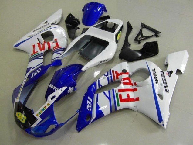 Blau Weiß Fiat 1998-2002 YZF R6 Motorrad Verkleidung Blau Weiß Fiat 1998-2002 YZF R6 Motorrad Verkleidung