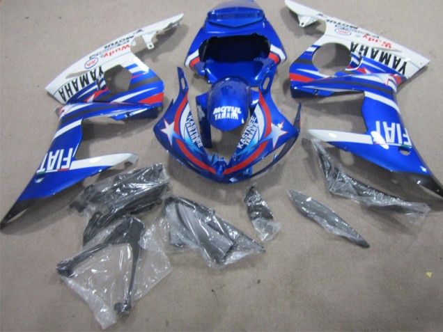 Blau Weiß Motul Fiat 2002-2003 YZF R1 Motorrad Verkleidungen Blau Weiß Motul Fiat 2002-2003 YZF R1 Motorrad Verkleidungen