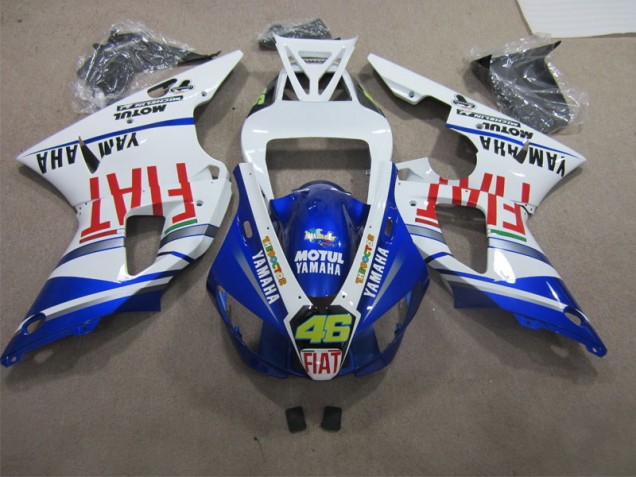 Blau Weiß Motul Fiat 46 1998-1999 YZF R1 Motorrad Verkleidung Blau Weiß Motul Fiat 46 1998-1999 YZF R1 Motorrad Verkleidung