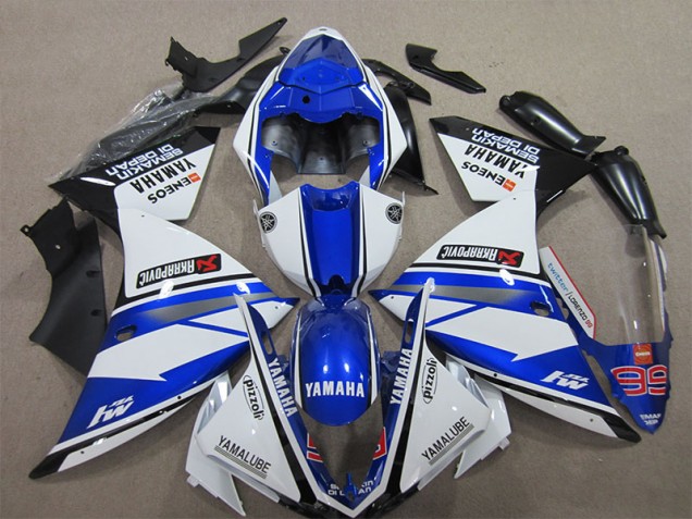 Blau Weiß Pizzoli 2012-2014 YZF R1 Motorrad Verkleidung Blau Weiß Pizzoli 2012-2014 YZF R1 Motorrad Verkleidung