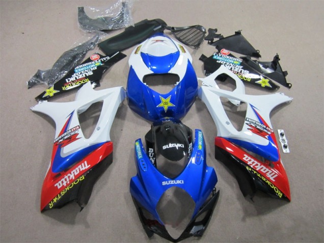 Blau Weiß Rockstar 2007-2008 GSXR 1000 Motorrad Verkleidung Blau Weiß Rockstar 2007-2008 GSXR 1000 Motorrad Verkleidung