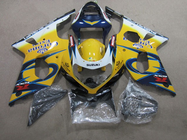 Gelb Blau Corona Extra 2000-2002 GSXR 1000 Motorrad Verkleidung Gelb Blau Corona Extra 2000-2002 GSXR 1000 Motorrad Verkleidung