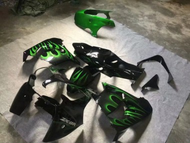 Glänzend Schwarze grüne Flamme 2000-2001 ZX9R Motorrad Verkleidung