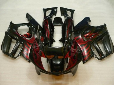 Honda CBR600 F3 Motorrad Verkleidung 1995-1996 - Glanzendes Schwarz Rot Flamme