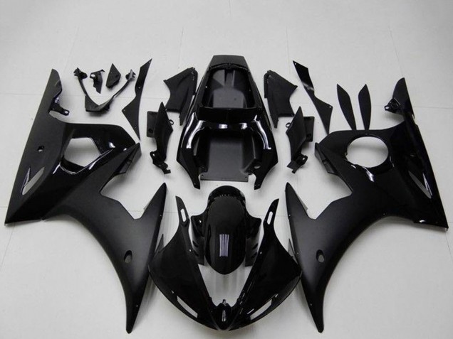 Yamaha YZF R6 Motorrad Verkleidung 2003-2004 - Glanzendes Schwarz Matt Schwarz