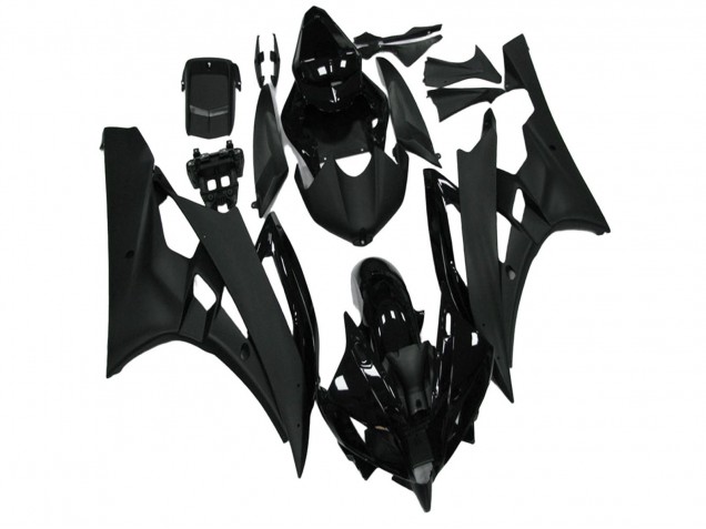 Yamaha YZF R6 Motorrad Verkleidung 2006-2007 - Glanzendes Schwarz Matt Schwarz