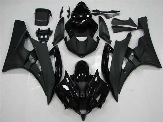 Yamaha YZF R6 Motorrad Verkleidung 2006-2007 - Glanzendes Schwarz Matt Schwarz