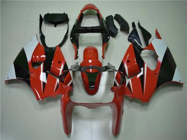 Kawasaki ZX6R Motorrad Verkleidung 2000-2002 - Weiss Rot Glanzendes Schwarz