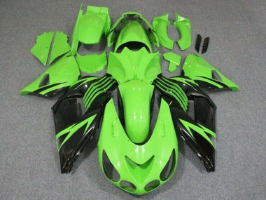Kawasaki ZX14R ZZR1400 Motorrad Verkleidung 2006-2011 - Grun Glanzendes Schwarz
