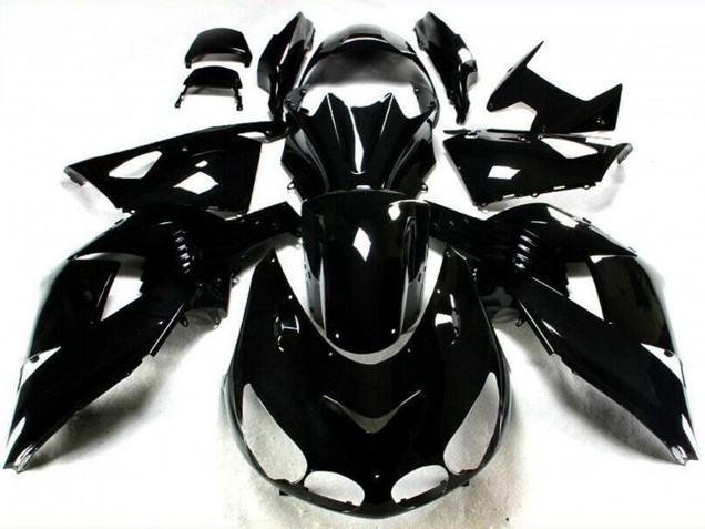 Kawasaki ZX14R ZZR1400 Motorrad Verkleidung 2006-2011 - Glanzendes Schwarz