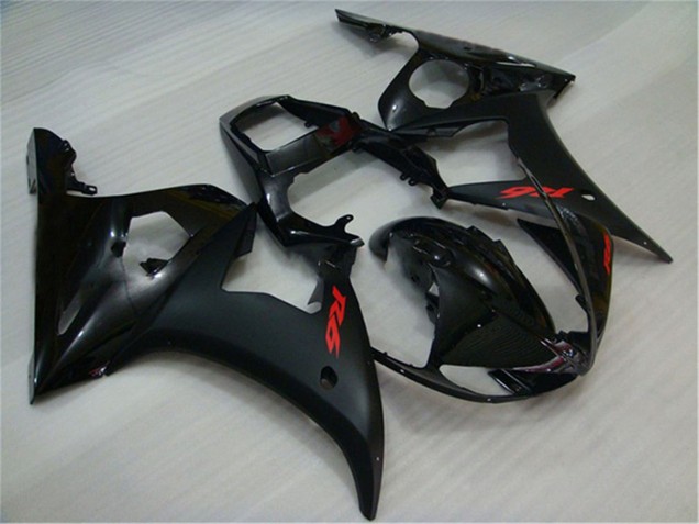 Yamaha YZF R6 Motorrad Verkleidung 2003-2004 - Glanzendes Schwarz Matt Schwarz Rot Aufkleber