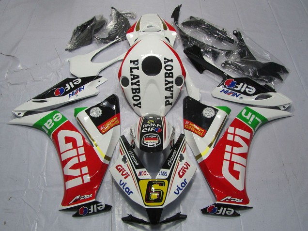 Honda CBR1000RR Motorrad Verkleidung 2012-2016 - Weiss Rot Grun Givi PlayBoy