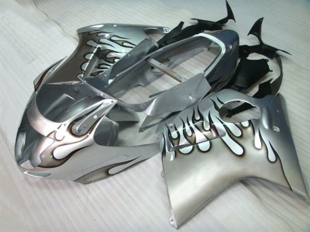 Honda CBR1100XX Blackbird Motorrad Verkleidung 1996-2007 - Silber Schwarz Flamme