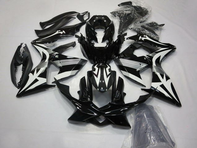 Suzuki GSXR 1000 Motorrad Verkleidung 2009-2016 - Glanzendes Schwarz und Weiss