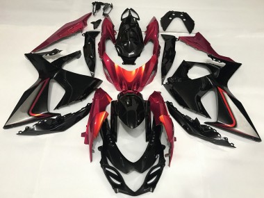 Suzuki GSXR 1000 Motorrad Verkleidung 2009-2016 - Glanzendes Schwarz Rot