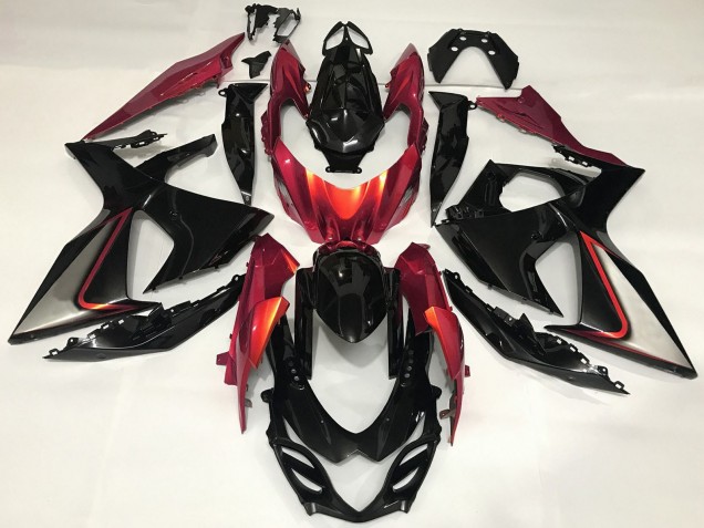 Suzuki GSXR 1000 Motorrad Verkleidung 2009-2016 - Glanzendes Schwarz Rot