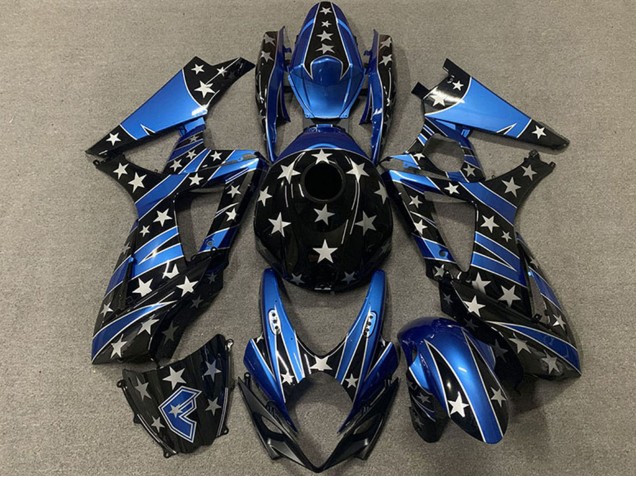 Suzuki GSXR 1000 Motorrad Verkleidung 2007-2008 - Blau Glanzendes Schwarz Stern