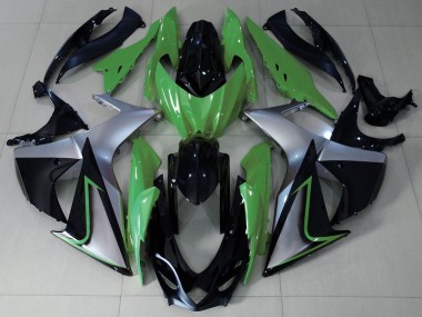 Suzuki GSXR 1000 Motorrad Verkleidung 2009-2016 - Grun Silber Schwarz