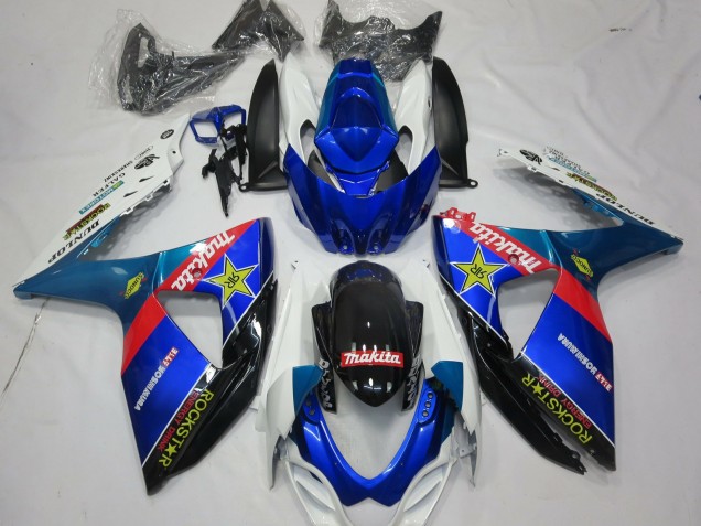 Suzuki GSXR 1000 Motorrad Verkleidung 2009-2016 - Blau Rot Schwarz Weiss RockStar
