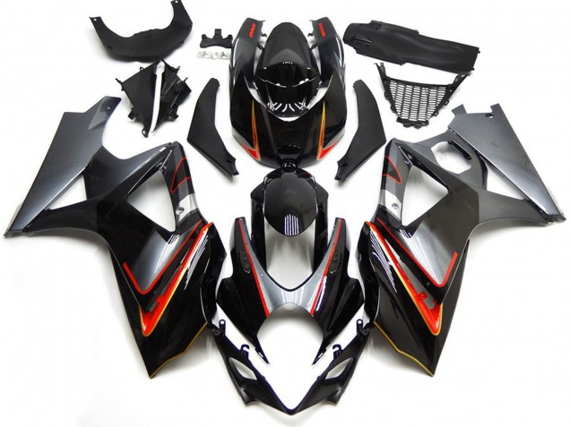 Suzuki GSXR 1000 Motorrad Verkleidung 2007-2008 - Glanzendes Schwarz Rot Silber