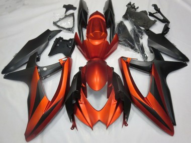 Suzuki GSXR 600 / GSXR 750 Motorrad Verkleidung 2008-2010 - Burnt Orange Matt Schwarz