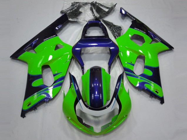 Suzuki GSXR 600 / GSXR 750 Motorrad Verkleidung 2001-2003 - Grun Blau Schwarz