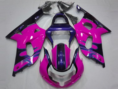 Suzuki GSXR 600 / GSXR 750 Motorrad Verkleidung 2001-2003 - Rosa Glanzendes Blau