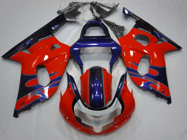 Suzuki GSXR 600 / GSXR 750 Motorrad Verkleidung 2001-2003 - Rot Blau Glanzendes Schwarz