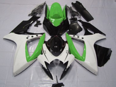 Suzuki GSXR 600 / GSXR 750 Motorrad Verkleidung 2006-2007 - Grun Weiss Glanzendes Schwarz Stern