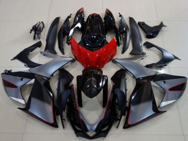 Suzuki GSXR 600 / GSXR 750 Motorrad Verkleidung 2011-2024 - Grau Rot Glanzendes Schwarz