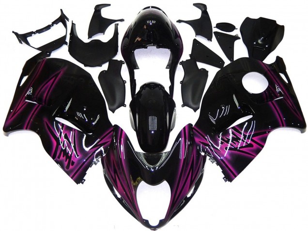 Suzuki GSXR 1300 Motorrad Verkleidung 1996-2007 - Glanzendes Schwarz Lila Flamme