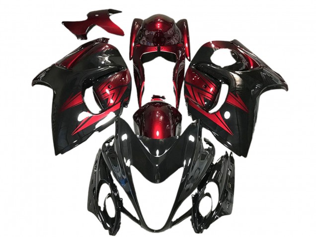 Suzuki GSXR 1300 Motorrad Verkleidung 2008-2020 - Glanzendes Schwarz und Dunkel Rot