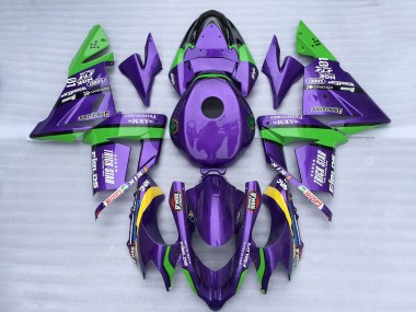 Kawasaki ZX10R Motorrad Verkleidung 2004-2005 - Grun Lila Trick Star