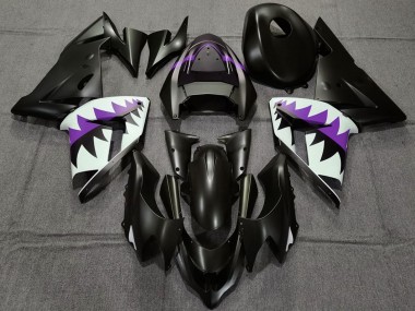 Kawasaki ZX10R Motorrad Verkleidung 2004-2005 - Matt Schwarz und Lila Hai