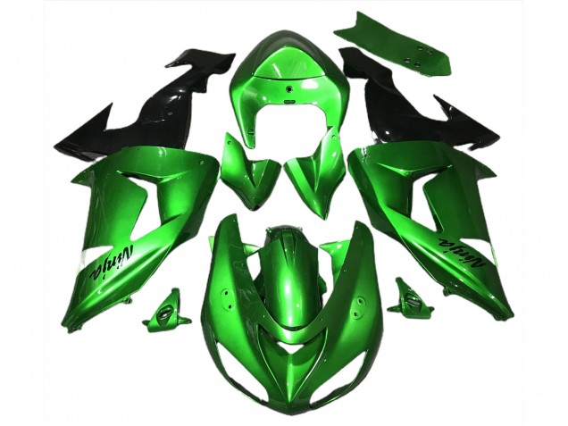 Kawasaki ZX10R Motorrad Verkleidung 2006-2007 - Grun Glanzendes Schwarz