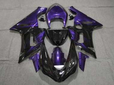 Kawasaki ZX6R Motorrad Verkleidung 2005-2006 - Lila Glanzendes Schwarz