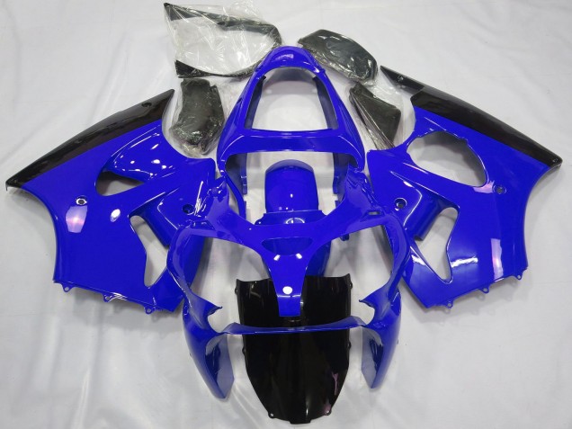 Kawasaki ZX6R Motorrad Verkleidung 2000-2002 - Blau Glanzendes Schwarz