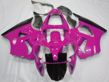 Kawasaki ZX6R Motorrad Verkleidung 2000-2002 - Rosa Glanzendes Schwarz