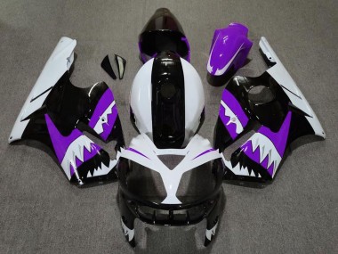 Kawasaki ZX12R Motorrad Verkleidung 2002-2006 - Lila Schwarz Weiss Hai