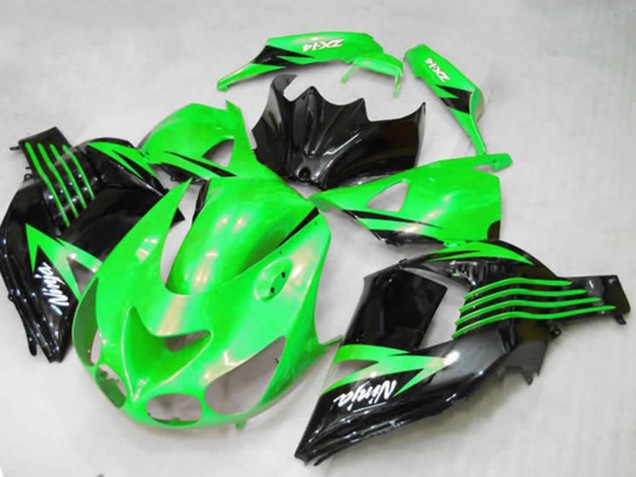 Kawasaki ZX14R Motorrad Verkleidung 2012-2024 - Grun Glanzendes Schwarz Weiss Ninja