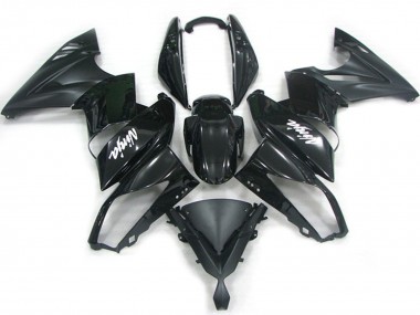 Kawasaki Ninja 650R Motorrad Verkleidung 2009-2011 - Glanzendes Schwarz Matt Schwarz Weiss Aufkleber