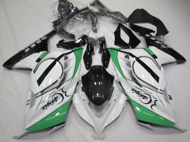 Kawasaki Ninja 300 Motorrad Verkleidung 2013-2017 - Glanzendes Weiss Grun Schwarz