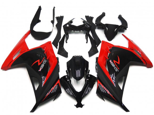Kawasaki Ninja 300 Motorrad Verkleidung 2013-2017 - Rot Glanzendes Schwarz