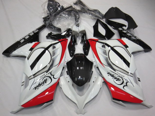 Kawasaki Ninja 300 Motorrad Verkleidung 2013-2017 - Glanzendes Weiss Rot Schwarz