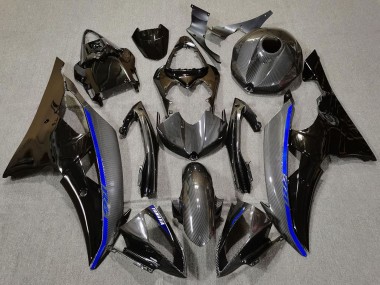 Yamaha R6 Motorrad Verkleidung 2008-2016 - Glanzendes Schwarz Carbonfaser Stil Blau