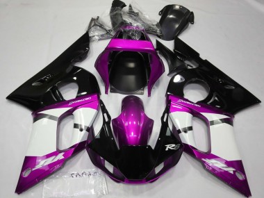 Yamaha R6 Motorrad Verkleidung 1998-2002 - Lila Weiss Glanzendes Schwarz