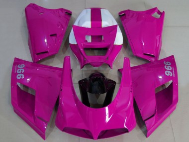Ducati 996 Motorrad Verkleidung 1993-2005 - Glanzendes Rosa Weiss Schwarz
