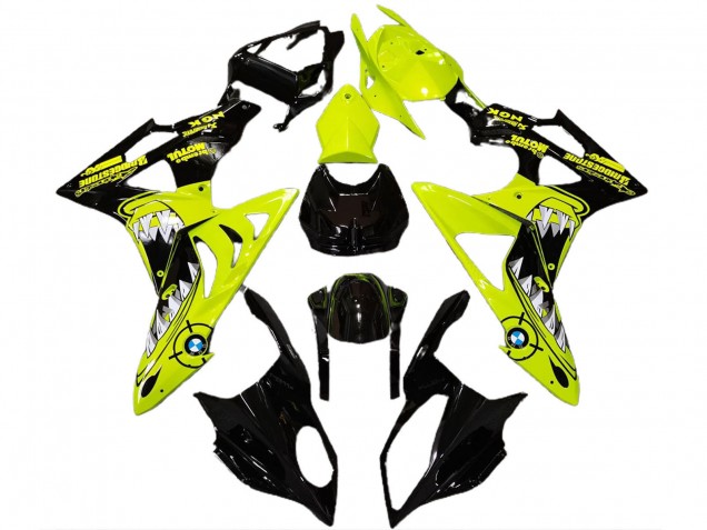 BMW S1000RR Motorrad Verkleidung 2009-2014 - Hohe Sichtbarkeit Gelb Glanzendes Schwarz Hai