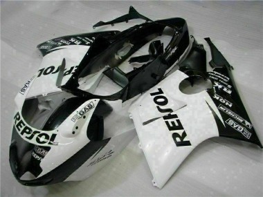 Honda CBR1100XX Blackbird Motorrad Verkleidung 1996-2007 - Weiss Glanzendes Schwarz Repsol